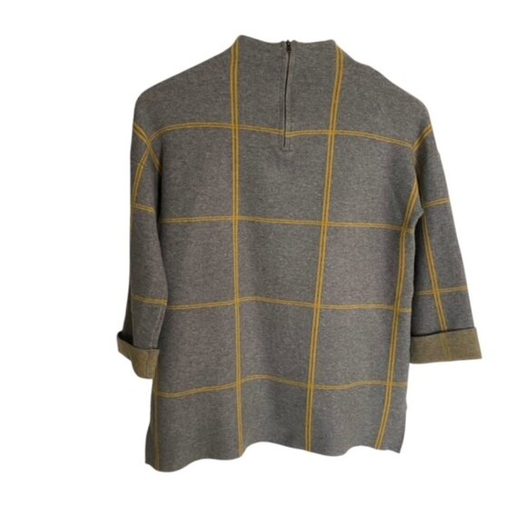 Tahari Grey Windowpane Mock Neck Sweater Small - Picture 3 of 5